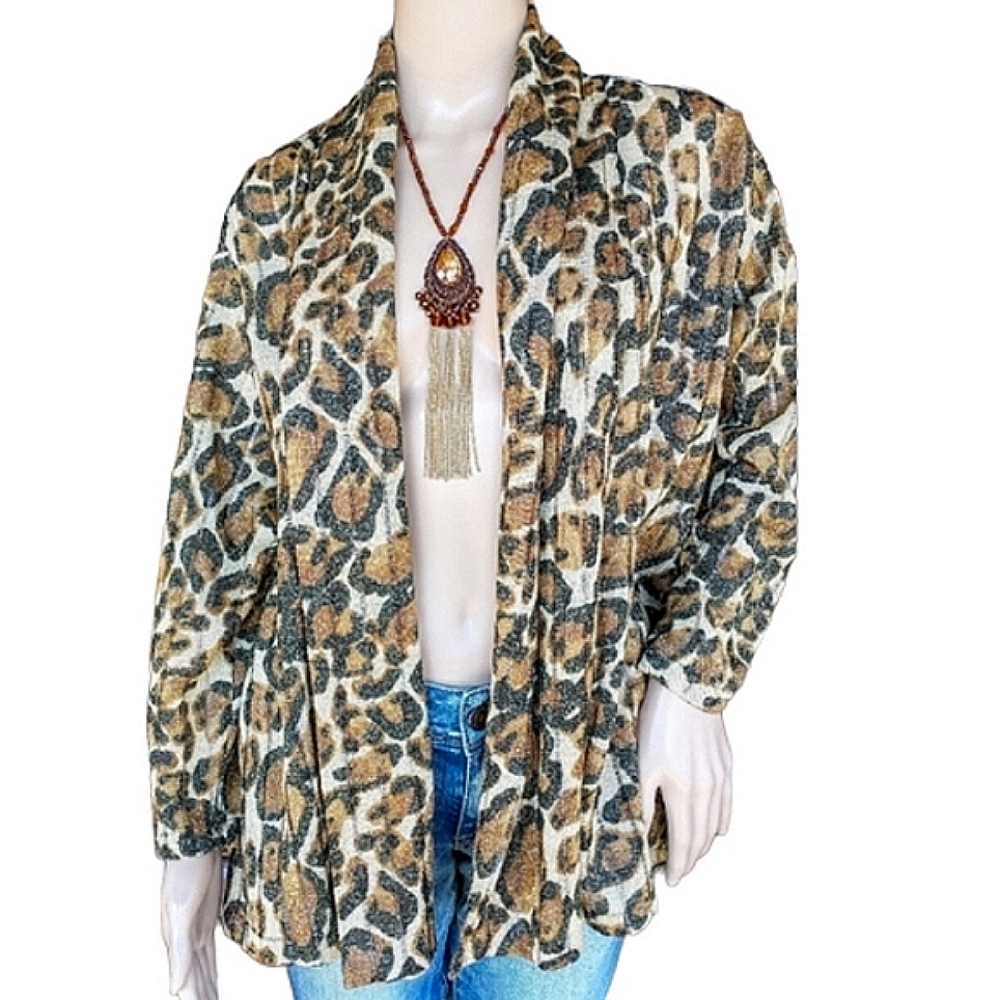 Ruby Rd. Cheetah Print Open Blazer/Over Top - image 3